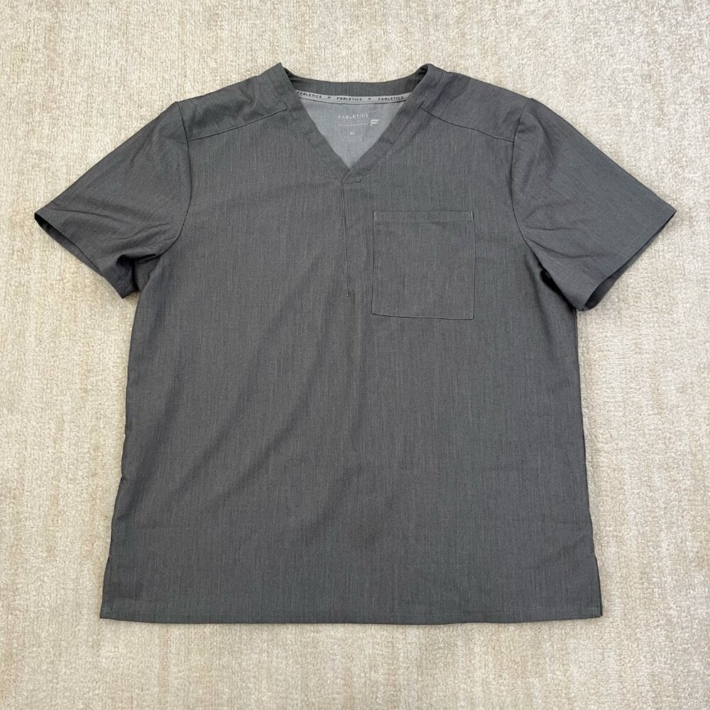 Fabletics Helix One Pocket Scrub Top XL Heather Grey